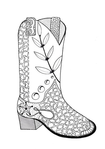 cowboy boot adult coloring page favecrafts com