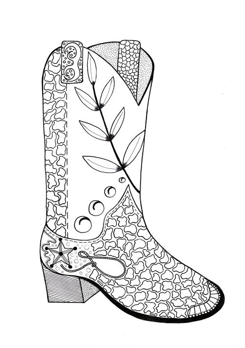 Download Cowboy Boot Adult Coloring Page | FaveCrafts.com
