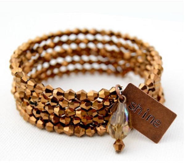 Shining Bronze Memory Wire Bracelet