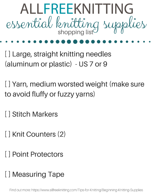 Printable Knitting Tools List (PDF)