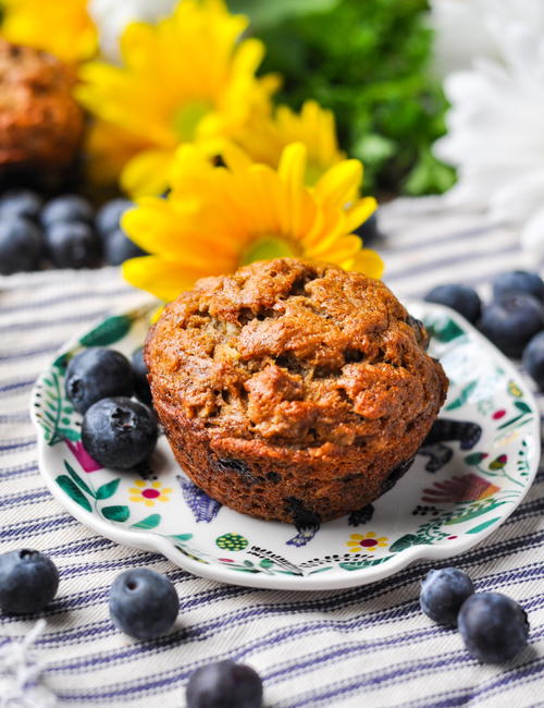 Whole Wheat Banana Blueberry Muffins