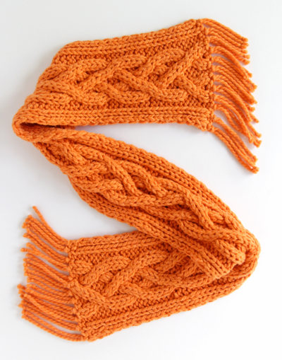 Quad Cable Knit Scarf Pattern