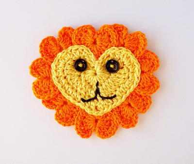 Crochet Heart Lion Appliqué