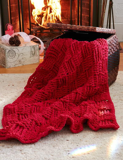 Blueberry Mornings Basketweave Crochet Afghan & Pillow