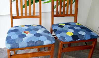 Upcycled Denim Hexie Patchwork Chair