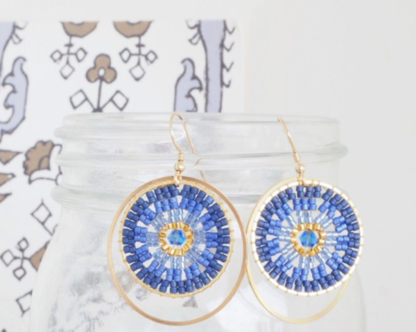 Brick Stitch DIY Beaded Hoop Earrings