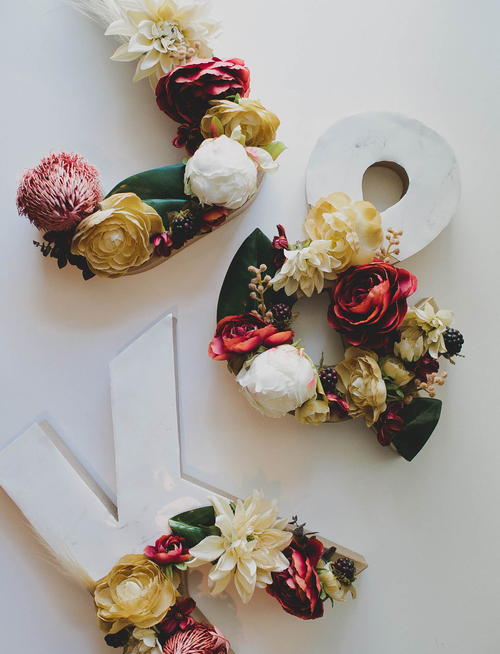 Festive Flower and Marble Letters