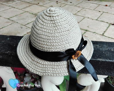 Crochet Straw Sun Hat