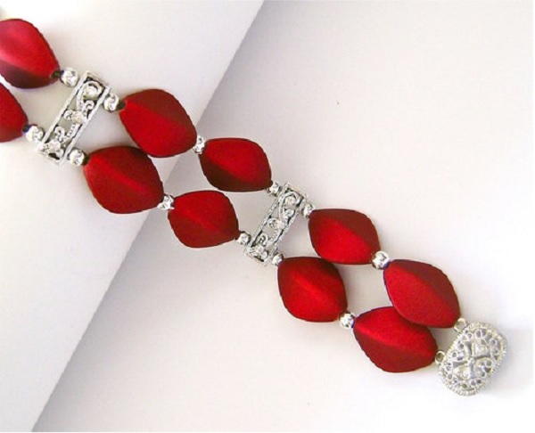 Rich Red Satin Bead Bracelet