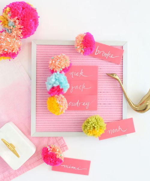 Fluffy Pom Pom Escort Cards