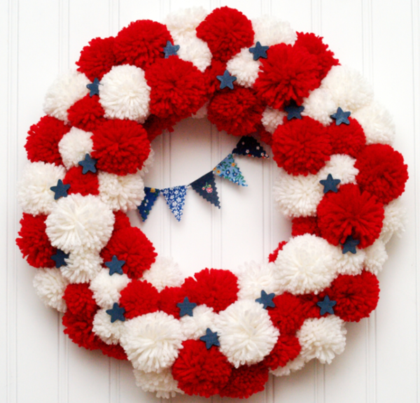 Patriotic Pom Pom DIY Wreath