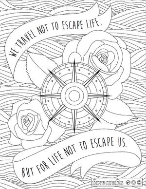 Travel Escape Adult Coloring Page