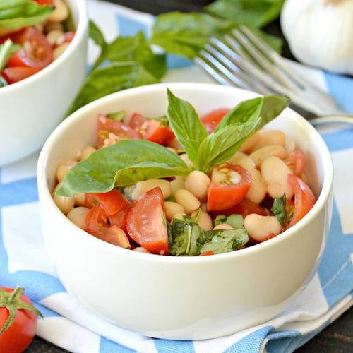 White Bean Cherry Tomato Basil Salad