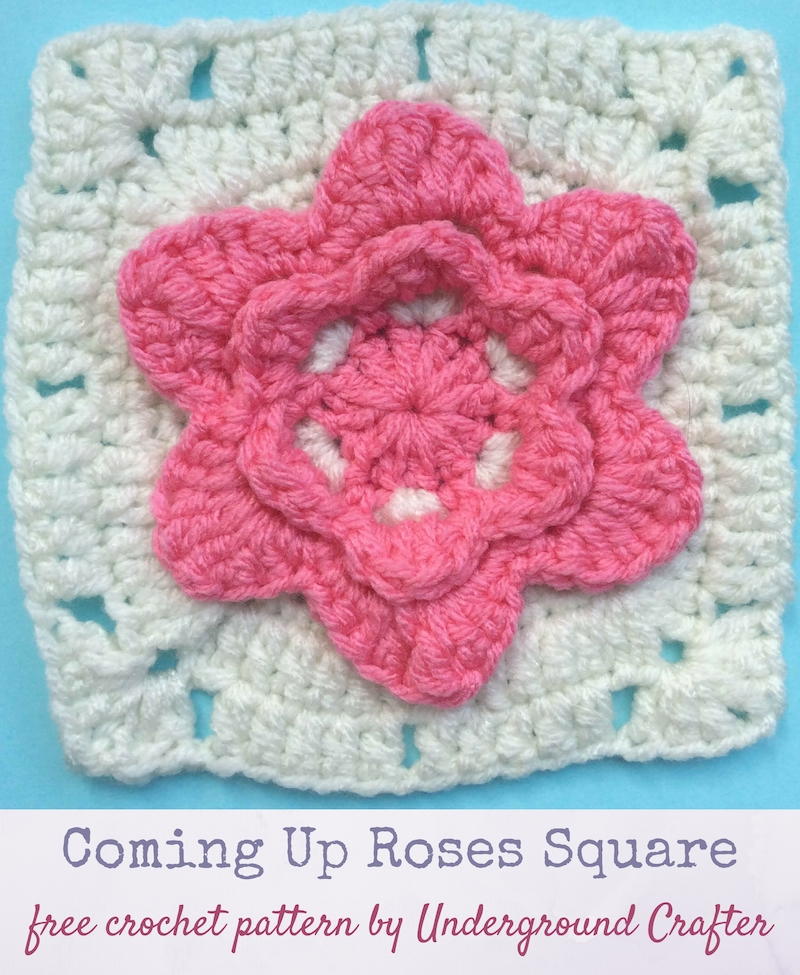 Free Roses Square Coming Up Roses Square | AllFreeCrochetAfghanPatterns.com