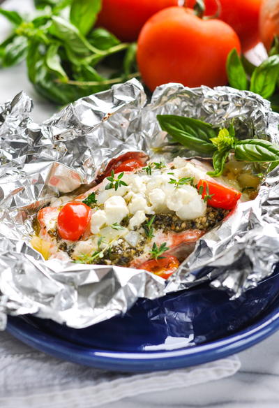 5-Ingredient Mediterranean Salmon in Foil Packets