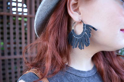 DIY Stitched Fringe Tassel Hoop Earrings