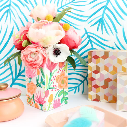 Cheerful Painted Floral Vase