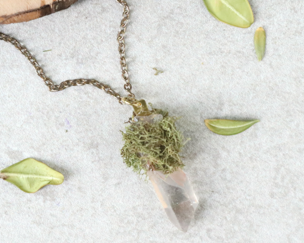 DIY Moss and Crystal Pendant