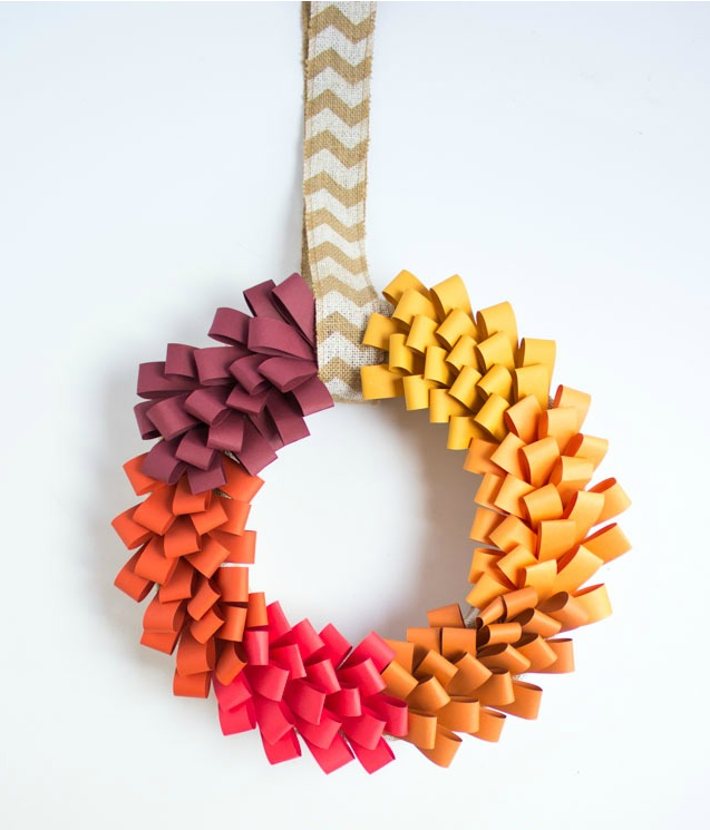 Autumn Paper Loop DIY Wreath | AllFreeHolidayCrafts.com