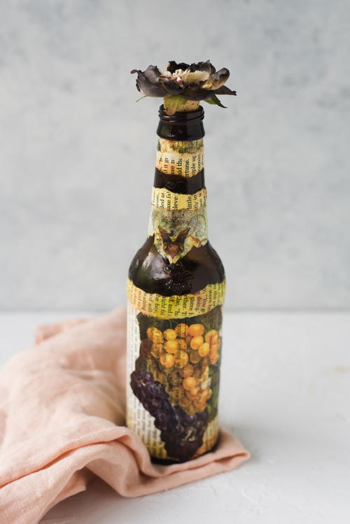 Beer Bottle Napkin Decoupage Technique