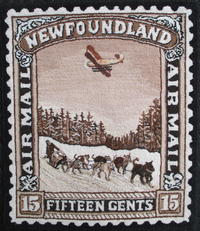 Plane & Dog Team: 1931 Newfoundland Stamp