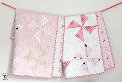 Pink Pinwheel Baby Quilt