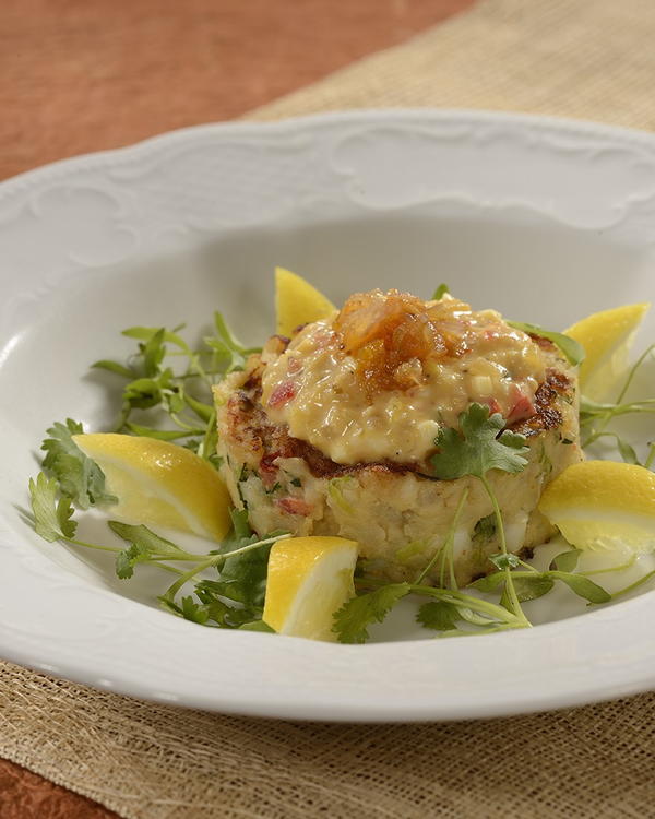 Spiny Lobster Hash Cakes with Piccalilli Tartar Sauce