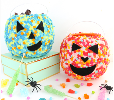 Colorful Confetti DIY Pumpkin Basket | DIYIdeaCenter.com