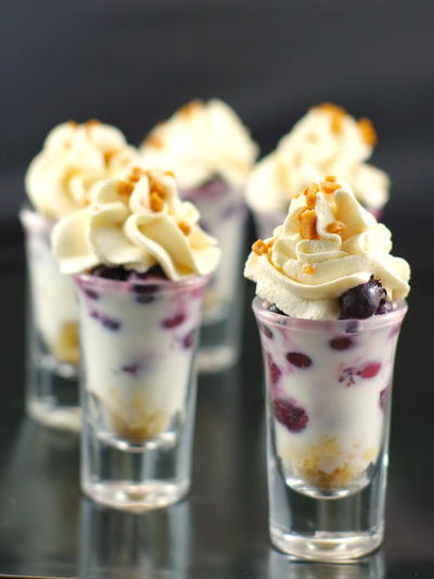 Saskatoon Berry Tiramisu Dessert Shooters