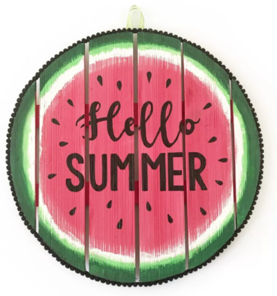 Hello Summer Watermelon Wood Sign