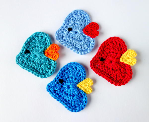 Heart Butterfly Applique, Free Crochet Pattern - GoldenLucyCrafts