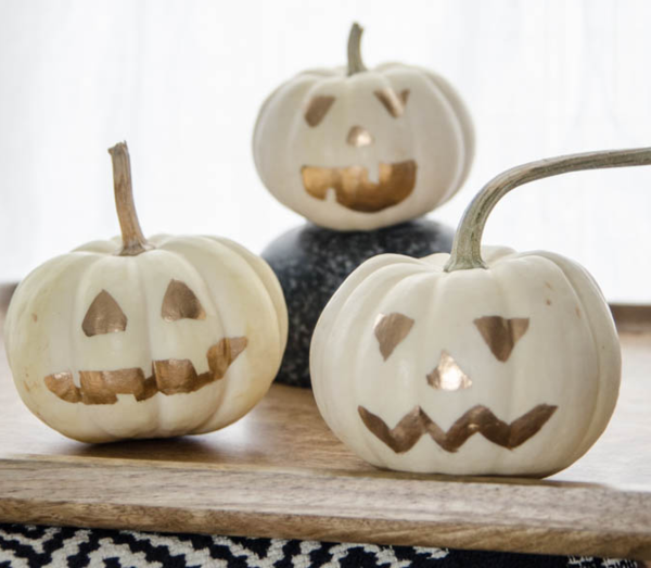 Elegant Gold Painted White Pumpkins