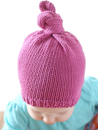 Top Knot Baby Hat Pattern | AllFreeKnitting.com