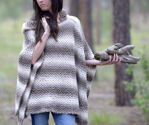 Oversized Hooded Poncho Pattern