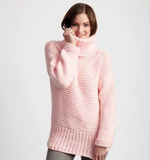 Chunky Turtleneck Easy Sweater Pattern 
