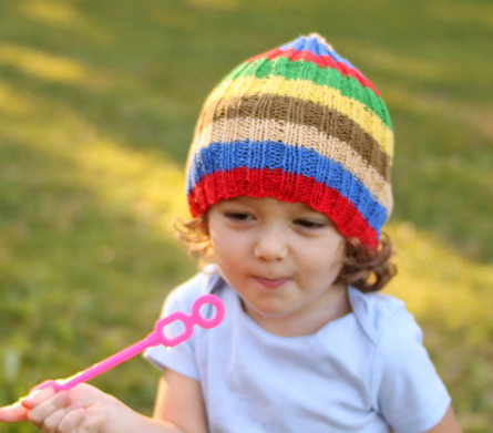 Children's Striped Knit Ribbed Beanie with matching Striped Scarf Unisex