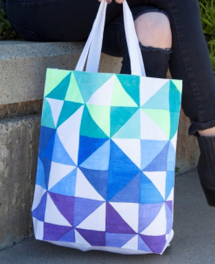 Geometric Triangle Tote Bag Design AllFreeHolidayCrafts