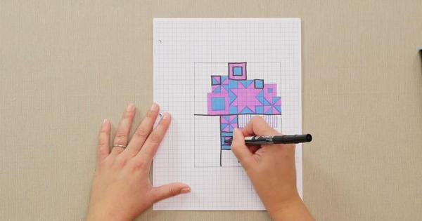 How to Design a Quilt on Graph Paper: plan the seam lines