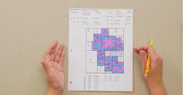 How to Design a Quilt on Graph Paper: label sketch