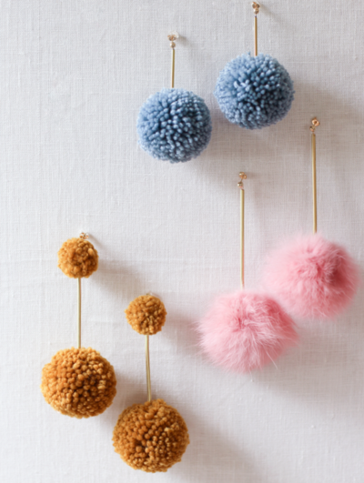 Stylish DIY Pom-Pom Earrings