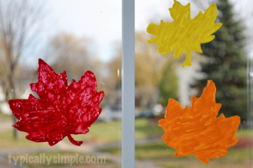 Puffy Paint Window Cling Leaves