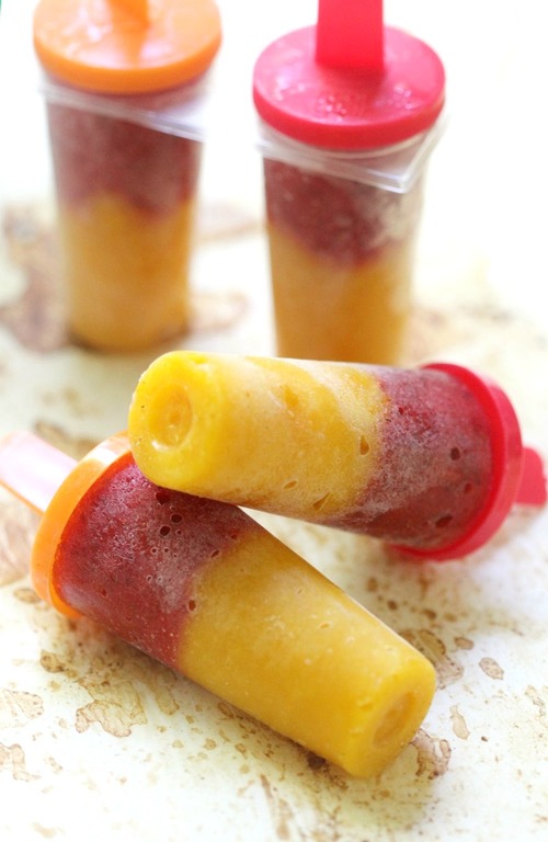 Easy 2-Ingredient Strawberry Mango Popsicles