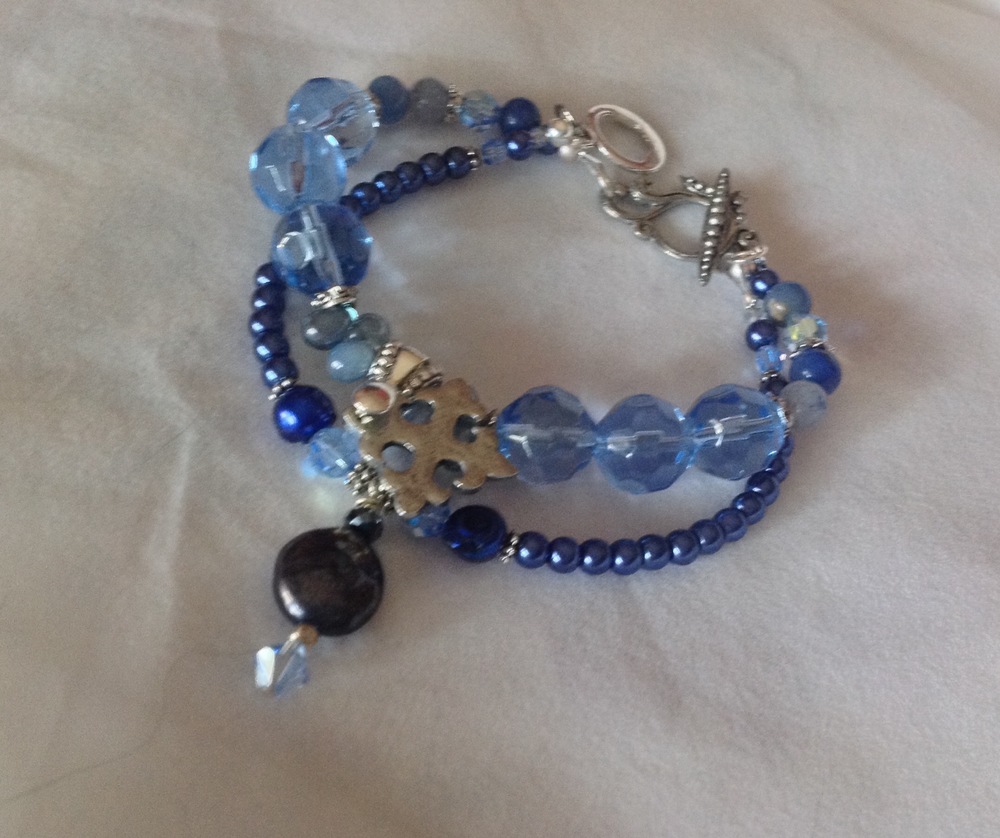 Sky Blue Beaded Bracelet | AllFreeJewelryMaking.com