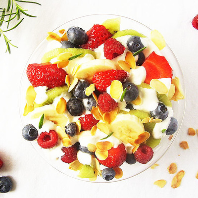 Fruit Salad with Rosemary and Cream Cheese 