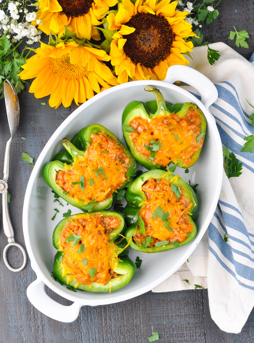 Amish Sausage-Stuffed Green Peppers