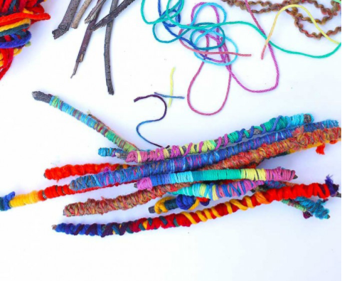 Colorful Yarn-Wrapped Twig Crafts