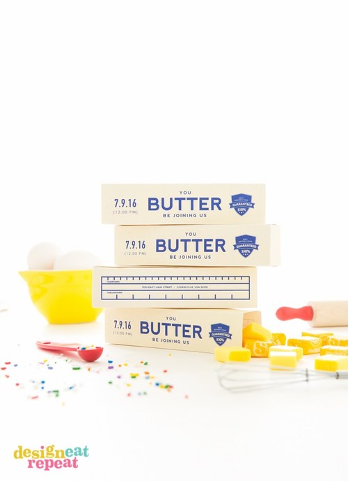 Stick of Butter DIY Party Invitations