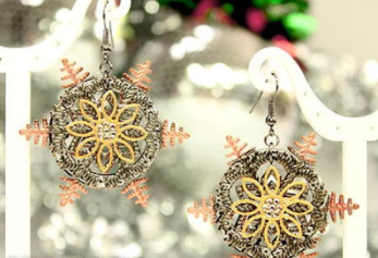 Mixed Metal Snowflake Earrings