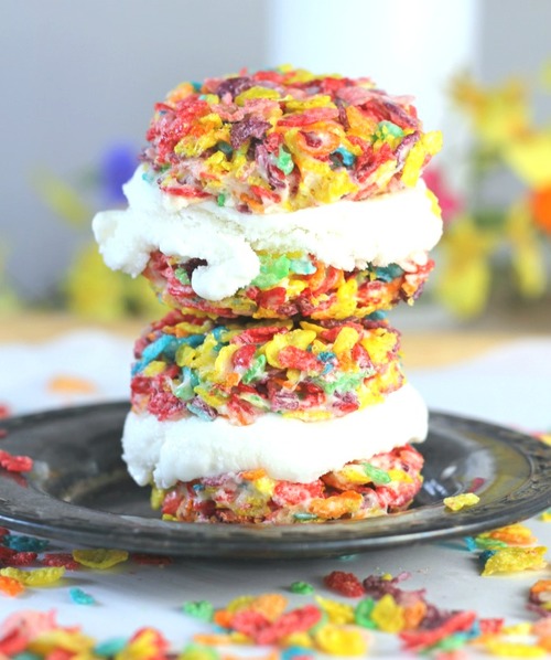 Fruity Pebbles Ice Cream Sandwiches