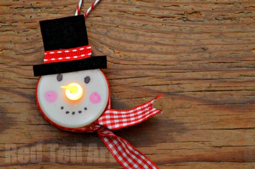 Crazy-Adorable Tealight Snowman Ornament